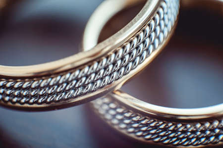 unusual luxery wedding rings. macroの写真素材