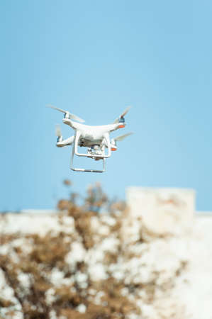 Drone quad copter in the skyの写真素材