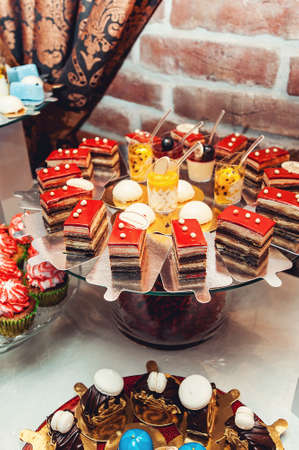 different pastries on the wedding candybar