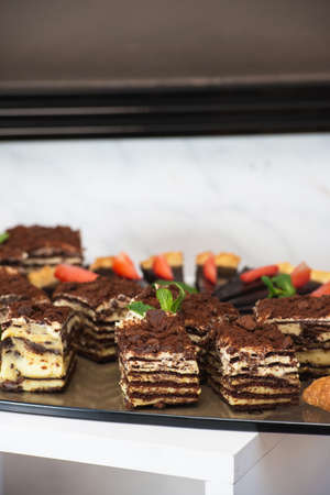 Delicious sweet chocolate cake. cuisine dessert.の写真素材