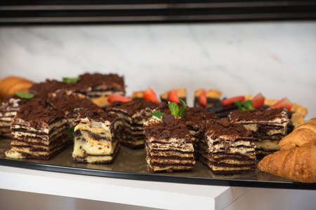 Delicious sweet chocolate cake. cuisine dessert.の写真素材