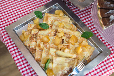 Apple Pancakes, selective focusの写真素材