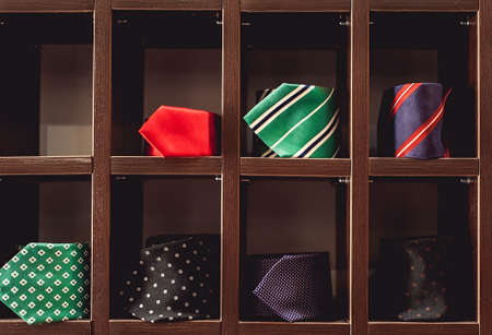Big selection of classic silk neck tiesの写真素材