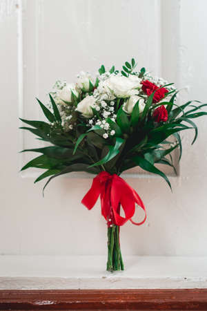 wedding bouquets on a white backgroundの写真素材