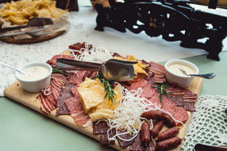 dish with chopped sausage
