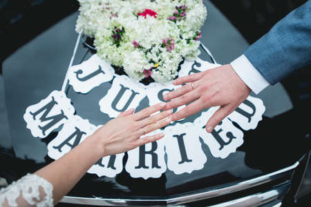 hands of Loving couple gently touching each otherの写真素材