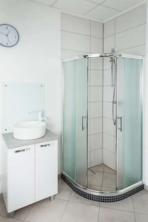 hospital or clinic bathroom. shower and sinkの写真素材