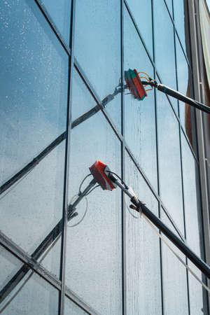 Equipment for washing and cleaning the window from the outsideの写真素材