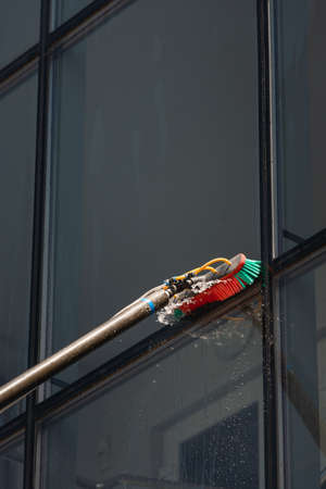 Equipment for washing and cleaning the window from the outsideの写真素材
