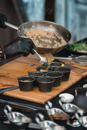 chef making thai cuisine, Rice Mixed with Shrimp paste in restaurant.の写真素材