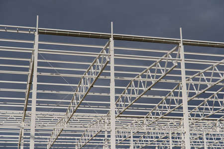 Waerehouse construction site close up. metal frameの写真素材