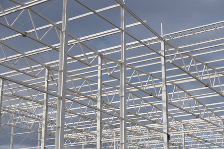 Waerehouse construction site close up. metal frameの写真素材