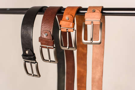 A set of colorful mens genuine sueded leather belts. fashion accessories