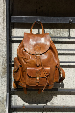 Leather amber backpack. backpack for travelers and students
