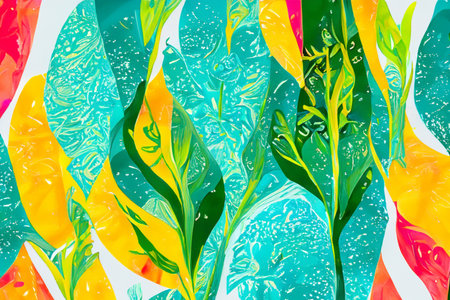 colourfull painting of plant life abstract background that is natural and calmingの素材