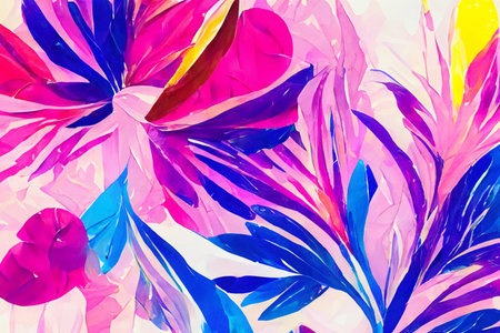 colourfull painting of plant life abstract background that is natural and calmingの素材