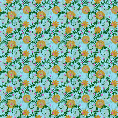 Seamless pattern of yellow flowers