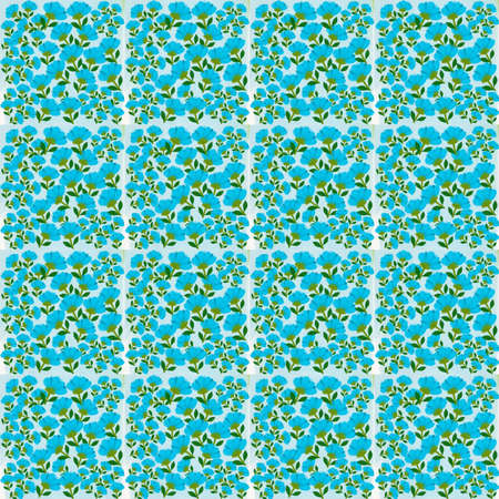 Blue flowers grid patternの写真素材