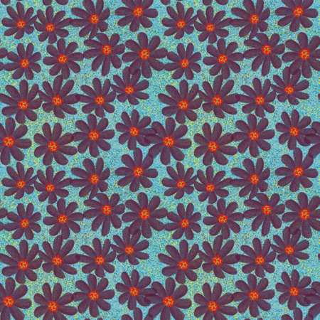 Purple flowers pattern with light blue backgroundの写真素材