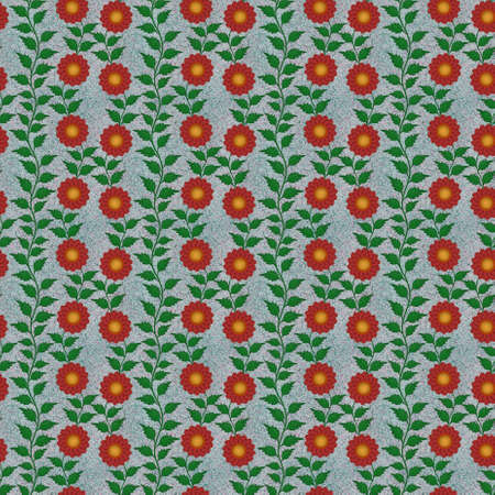 Maroon flower chains with grey background patternの写真素材