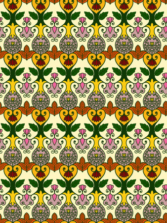 Vector seamless pattern. Colorful ethnic floral ornament. Arabesque styleの写真素材
