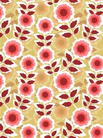 Seamless floral pattern with flowers and leaves. Vector illustration.の写真素材