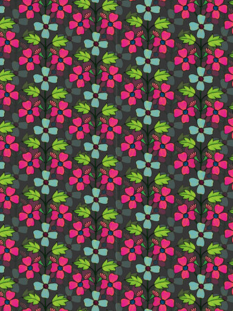 Seamless pattern with flowers on dark background. Vector illustration.の写真素材