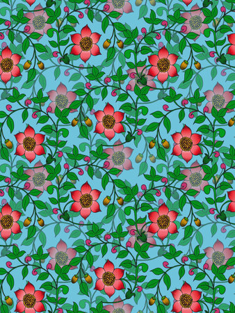 <p>Seamless pattern with flowers and leaves. Floral background.</p>の写真素材