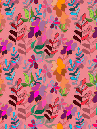 <p>Seamless floral pattern with leaves and flowers. Vector illustration.</p>の写真素材