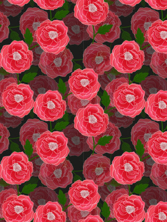 <p>Seamless pattern with red peony flowers. Vector illustration.</p>の写真素材