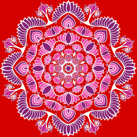 Circle lace ornament, round ornamental geometric doily pattern, vector illustrationの写真素材