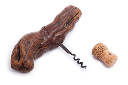 corkscrew with a cap isolated on a white backgroundの写真素材