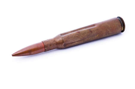 old bullet isolated on white (7,62 x 54)の写真素材