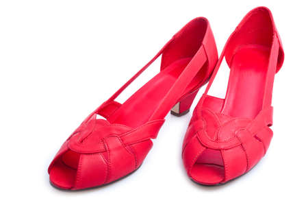 Red shoes isolated on white backgroundの写真素材