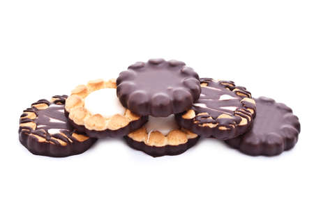 Stack of cookies isolated on white backgroundの写真素材