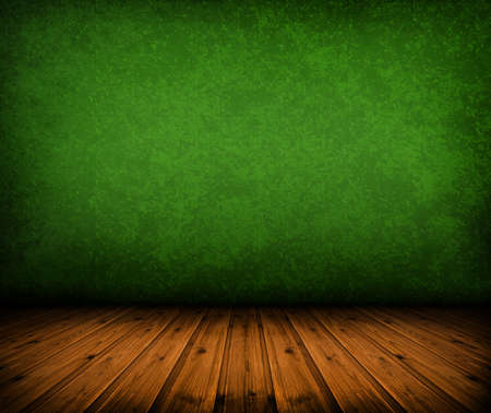 dark vintage green room with wooden floor and artistic shadows addedの写真素材