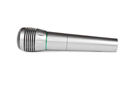 close up shot of microphone isolated on whiteの写真素材