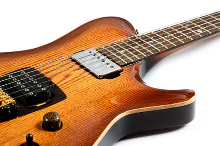 Beautiful electric guitar isolated on white background の写真素材