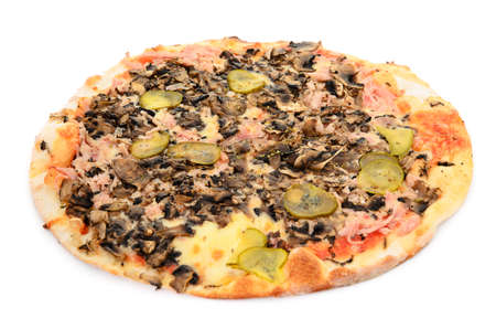 Tasty Italian pizza.Close-up isolated on a white background. の写真素材