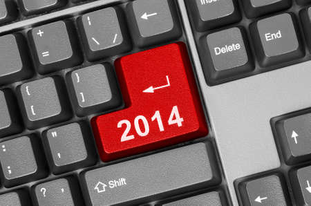 Computer keyboard with 2014 key - holiday concept