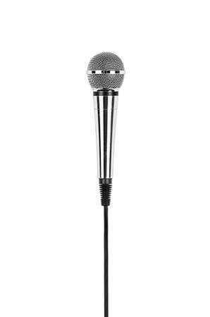 Microphone and cable isolated on white background の写真素材