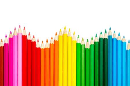 Colour pencils isolated on white の写真素材