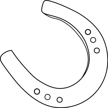 Simple outline horseshoe, vector image. Black isolated outline icon of horseshoe on white background. Line Icon of horseshoe. Symbol of luck.のイラスト素材