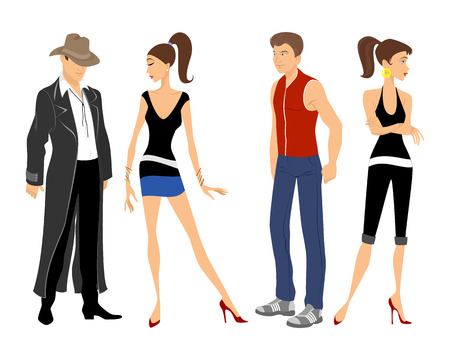 Vector illustration of a four teenagers setのイラスト素材