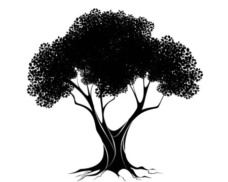 Vector illustration of a black tree silhouetteのイラスト素材