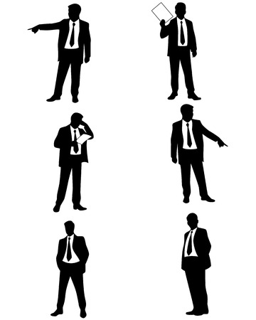 Vector illustration of a six businessman silhouettesのイラスト素材