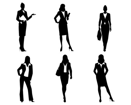 Vector illustration of a six businesswomen silhouettesのイラスト素材