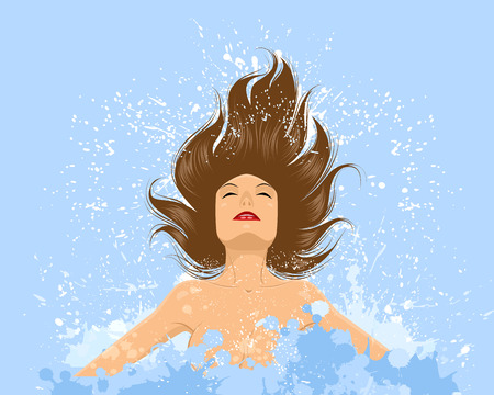 Vector illustration of a girl emerges from the waterのイラスト素材