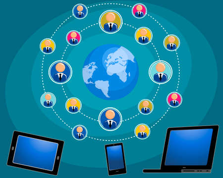 Vector illustration of a internet connects peopleのイラスト素材