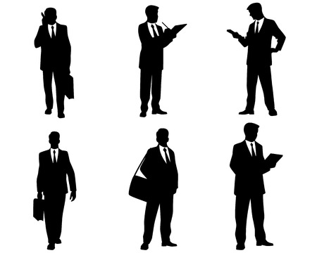 Vector illustration of a six businessmen silhouettesのイラスト素材
